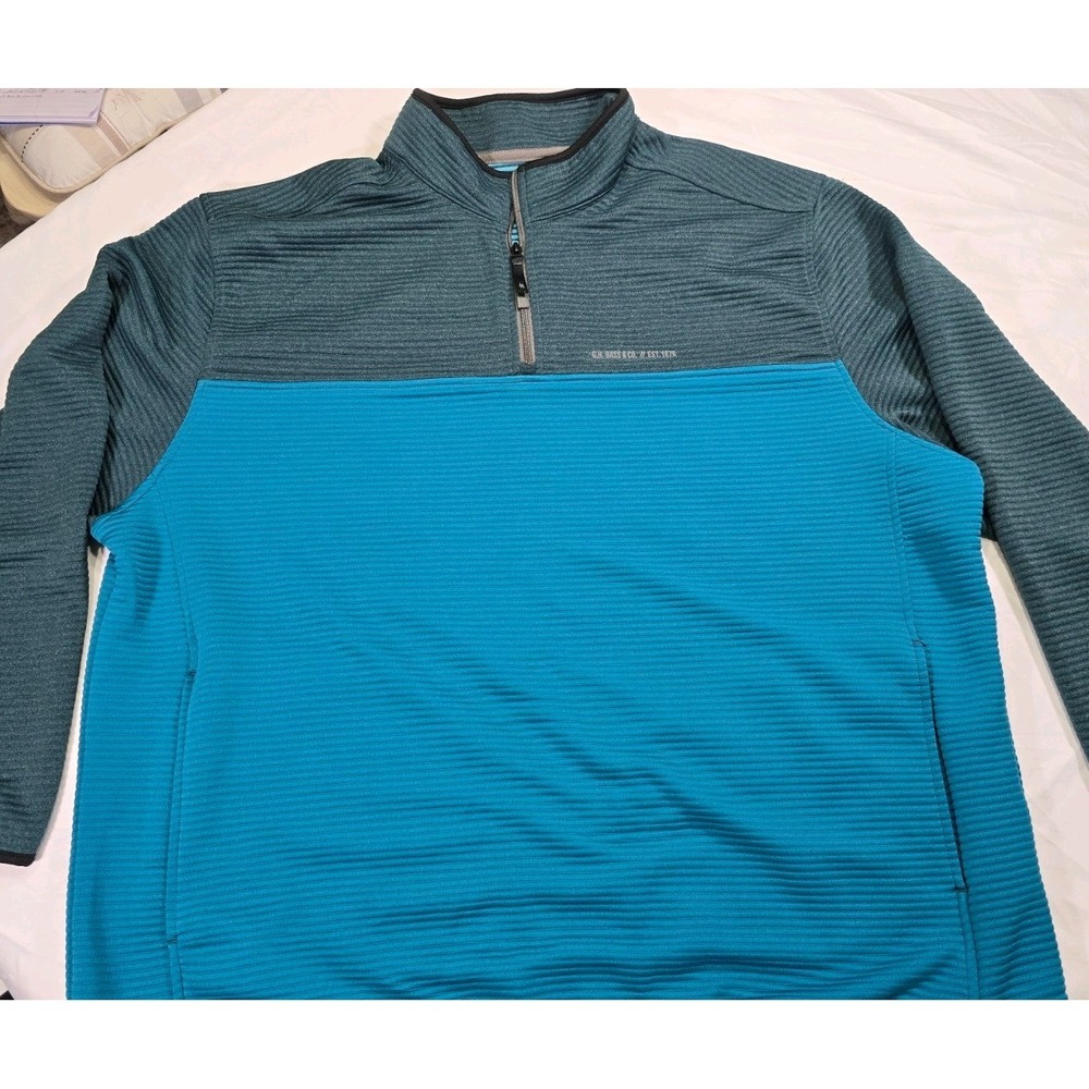GH Bass & Co Men's Pullover 1/4 Zip Turquoise XXL Long Sleeve